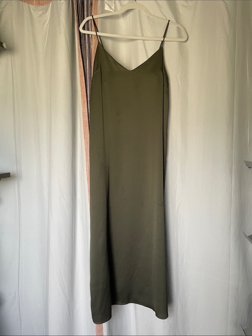ASOS Size 4 Olive Green Slip Midi Dress - Women